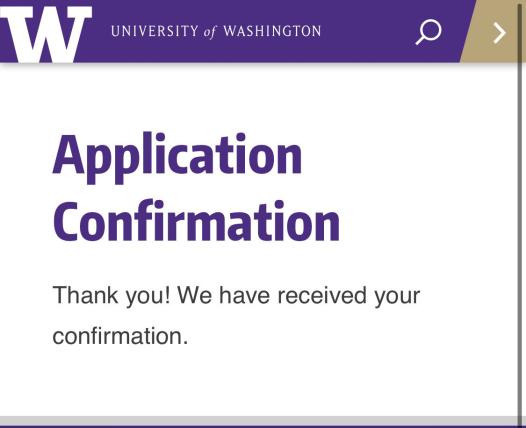 Graduation application confirmation message