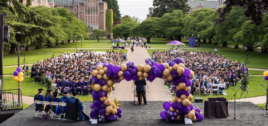 Wide angle photo of the Economics Graduation Celebration